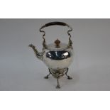 An Edwardian heavy quality silver kettle and associated stand