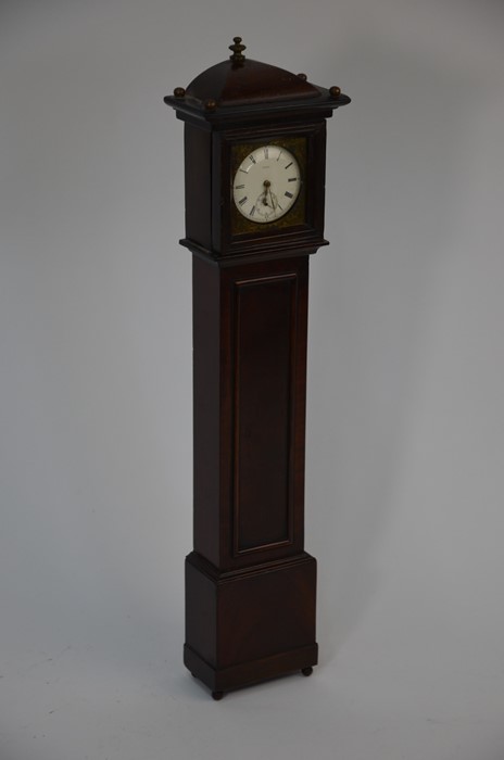 An early 19th century mahogany miniature longcase clock watchstand - Image 10 of 18