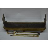 Victorian brass fender and irons