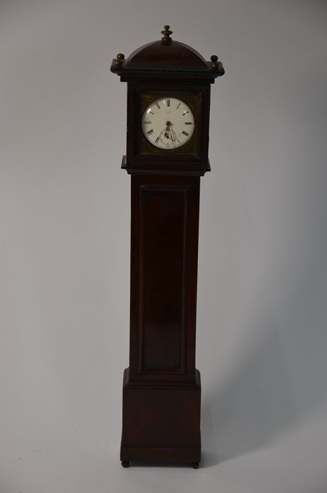 An early 19th century mahogany miniature longcase clock watchstand - Image 12 of 18