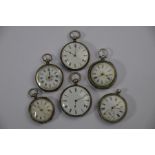 Six various 19th century Continental ladies white metal fob watches