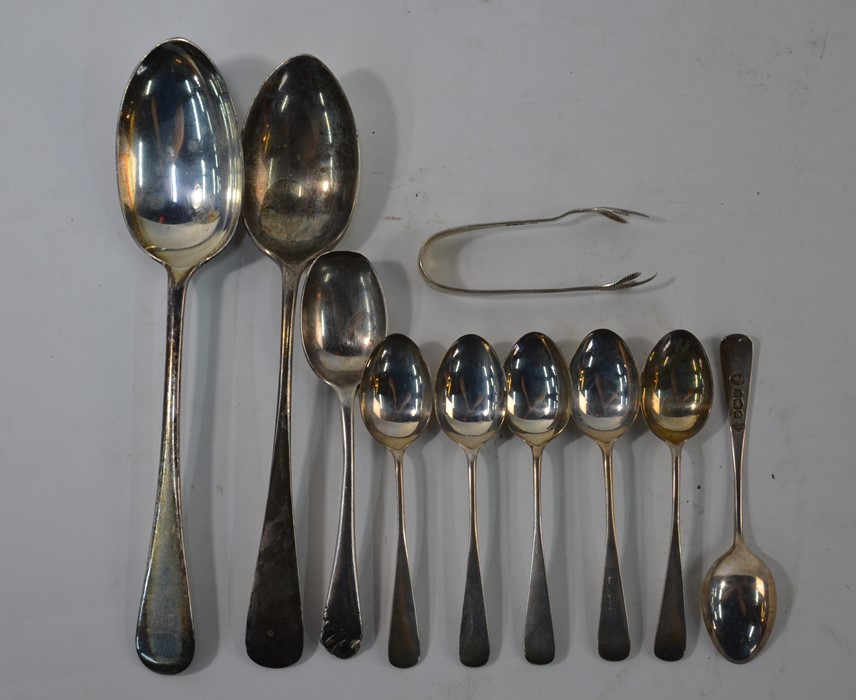 Two OEP silver table spoons etc.