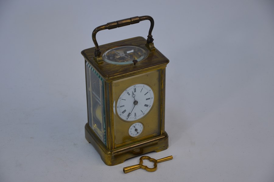 A 19th century French brass carriage clock