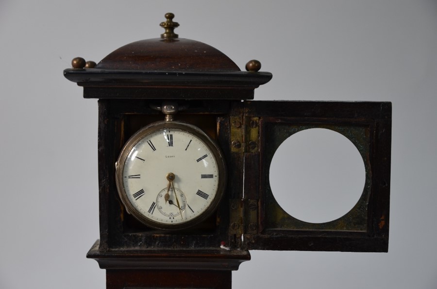 An early 19th century mahogany miniature longcase clock watchstand - Image 15 of 18