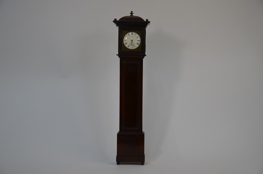 An early 19th century mahogany miniature longcase clock watchstand - Image 2 of 18