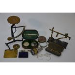 A Negretti & Zambra pocket barometer and compass set etc.