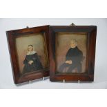 Two early Victorian primitive school miniature portraits