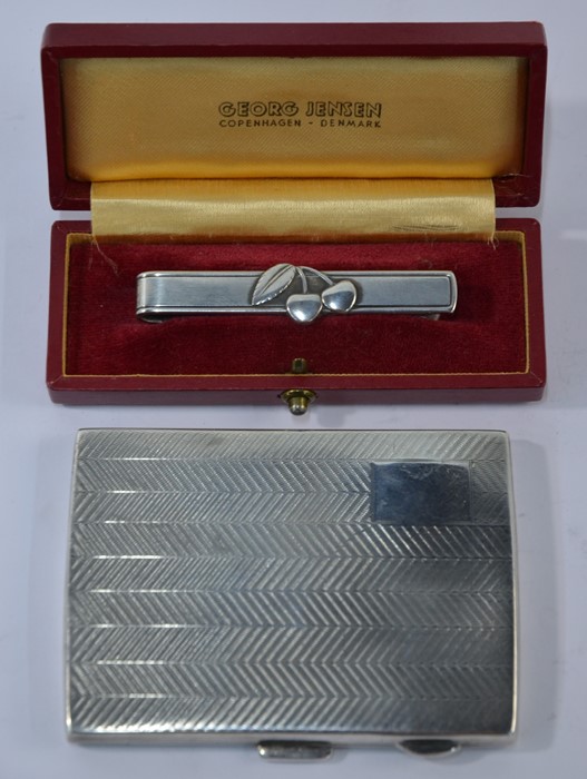 A Georg Jensen tie-clip and English Art Deco cigarette case