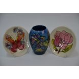 A Moorcroft Vase and two pin dishes