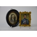 A 19th century miniature portrait on ivory of a cavalry officer