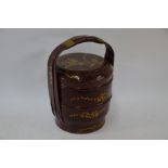 A Chinese lacquered bamboo and wicker bound wedding basket