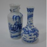 Two Chinese blue and white vases with Kangxi and Xuande marks, but not of the period
