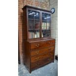 A mahogany secretaire library bookcase