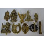 Ten various brass door-knockers