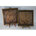 A pair of 19th century Chinese carved hardwood panels, Qing