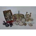 A quantity of epns flatware and cutlery, table lamps etc.