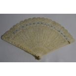 A 19th century Chinese Canton export ivory brise fan, late Qing period