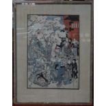 A framed 19th century Japanese Ukiyo-e woodblock print, 'Beautiful People'