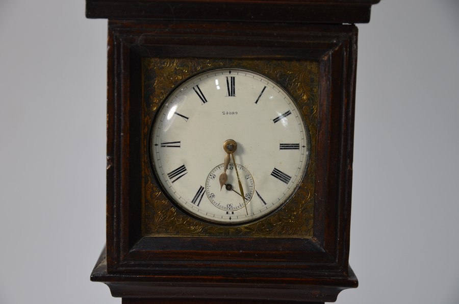 An early 19th century mahogany miniature longcase clock watchstand - Image 5 of 18