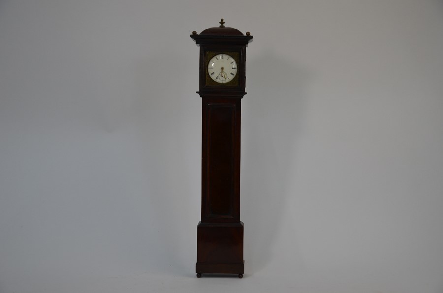 An early 19th century mahogany miniature longcase clock watchstand - Image 11 of 18