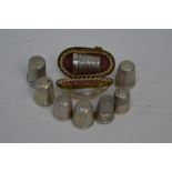 Collection of silver thimbles