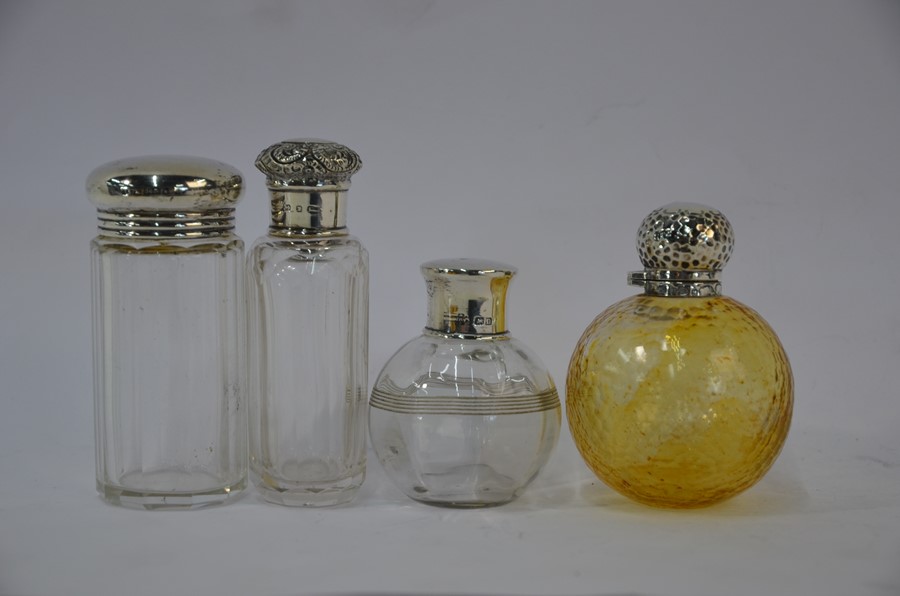 Four silver topped scent bottles and pair of lorgnettes - Image 2 of 3