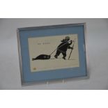 Henry Napartuk (Inuit 1932-85), stone-cut print 'Eskimo Pulling Seal'