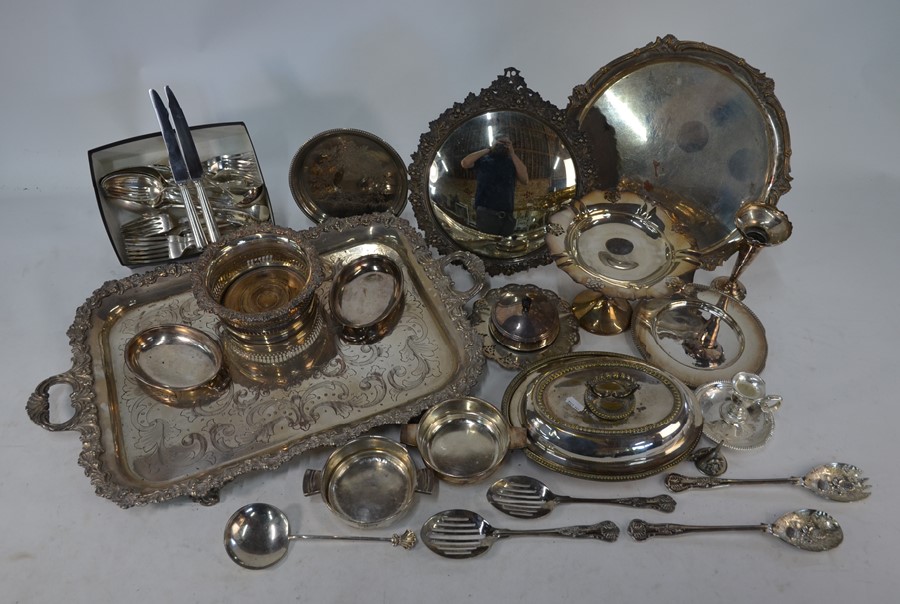 A Victorian epns large two-handled tray and other electroplated wares