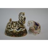 Two Royal Crown Derby Imari decorated paperweights