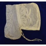 Four 19th century lace bonnets etc.