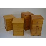 A pair of pine four drawer chests to/w a pair of Julian Bowen three drawer chests (4)