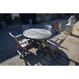 George Town Company, a teak garden table to/w four chairs