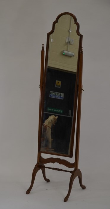 An Edwardian mahogany framed cheval mirror