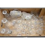 A box of various 19th century wine glasses and decanters