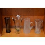 Two large glass vases and two jugs (4)