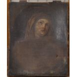 An early oil on canvas study of a saint, 26 x 20 cm