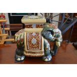 A modern Chinese glazed ceramic elephant sancai stand