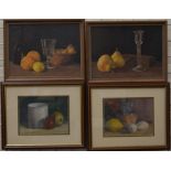 John Chipchase - Four oil on board still life studies of fruit, 25 x 33 cm (4)
