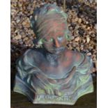A large bronzed composite garden bust of a classical figure