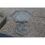 A cast stone bird bath 53 x 54 x 46 cm high to/w an antique stone basin and a small rectangular