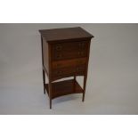 An Edwardian inlaid mahogany music chest with four drawers and open undertier, 92 cm high x 53 cm