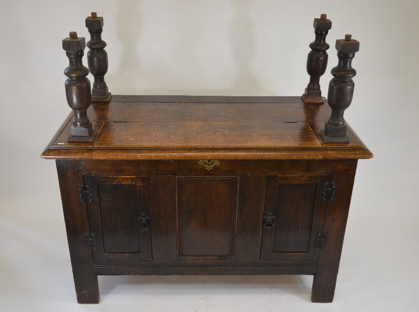 A George III oak coffer with later alterations