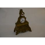 A French spelter mantle clock in the Bavarian manner, marked Leroy a Paris, 37 cm high