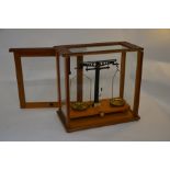 'Phillip Harris - Birmingham', early 20th century beam balance scales with brass pans within