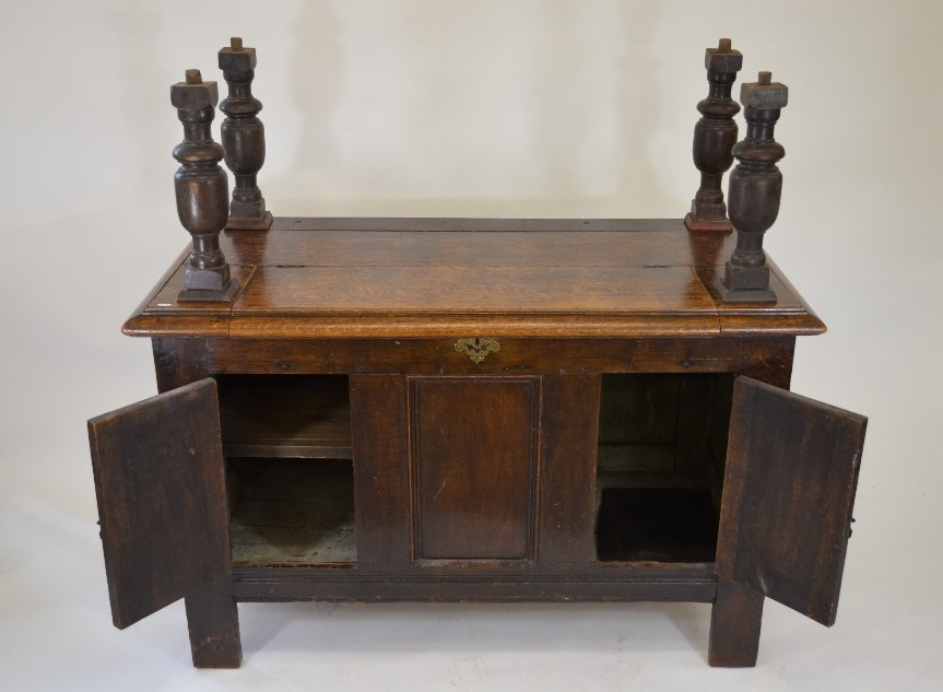 A George III oak coffer with later alterations - Image 2 of 5