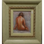 Barton - Nude figurative study, signed, oil on board, 24 x 19 cm