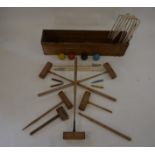 A vintage wooden Croquet set (A/F)