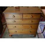 A 19th century mahogany chest of two short over three long drawers