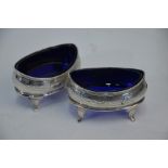 A pair of Regency silver navette open salts