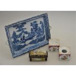A 19th century Sevres porcelain rectangular snuff box and other Continental pieces